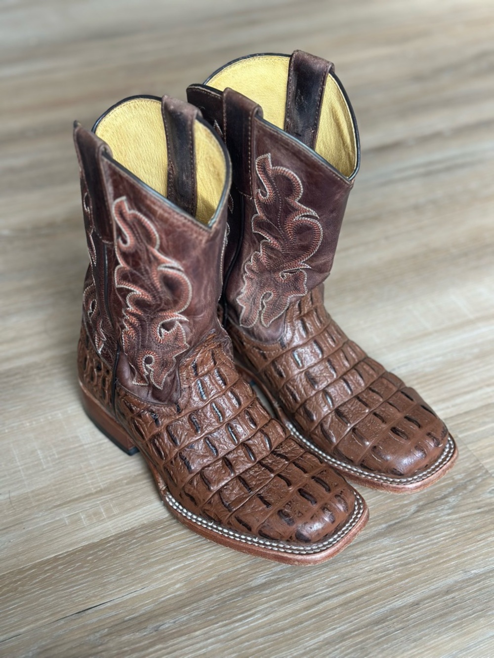 Horse Power Kid's Chocolate Nile Croc Print Western Boots Size 2